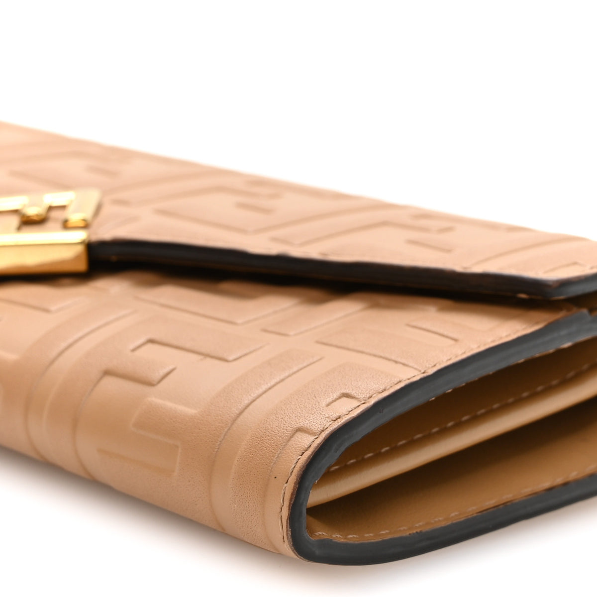 Fendi Nappa Matisse FF Embossed Continental Wallet On Chain Miele Scuro 9 of 10