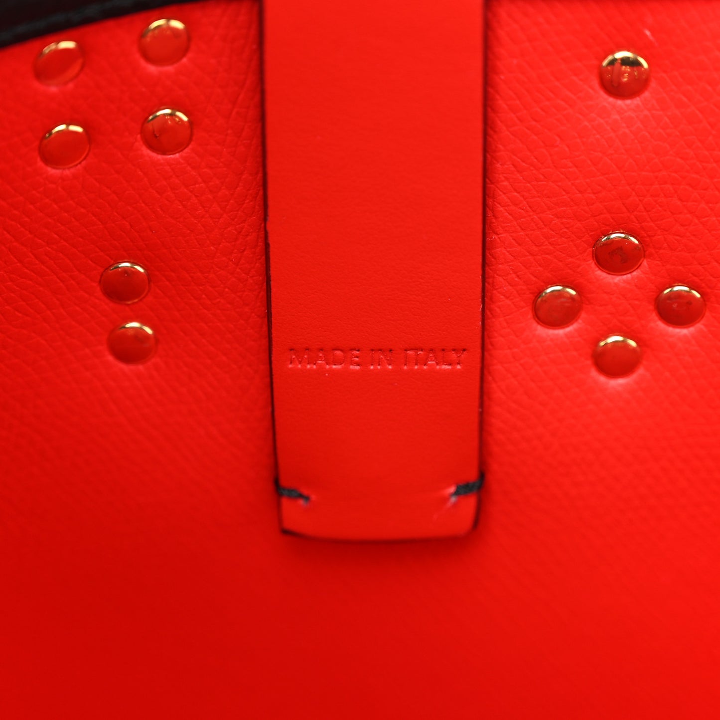 Calfskin Empire Spike Small Studded East West Cabata Tote Black Gold