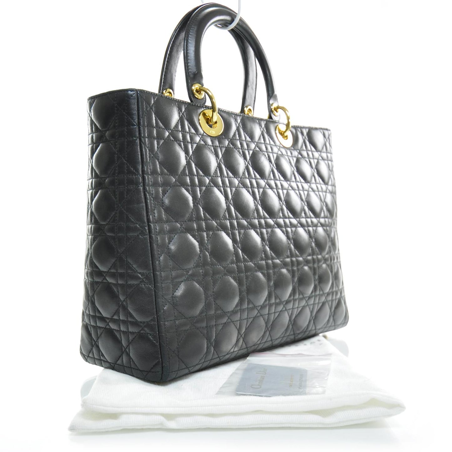 Leather Cannage Large Lady Dior Black