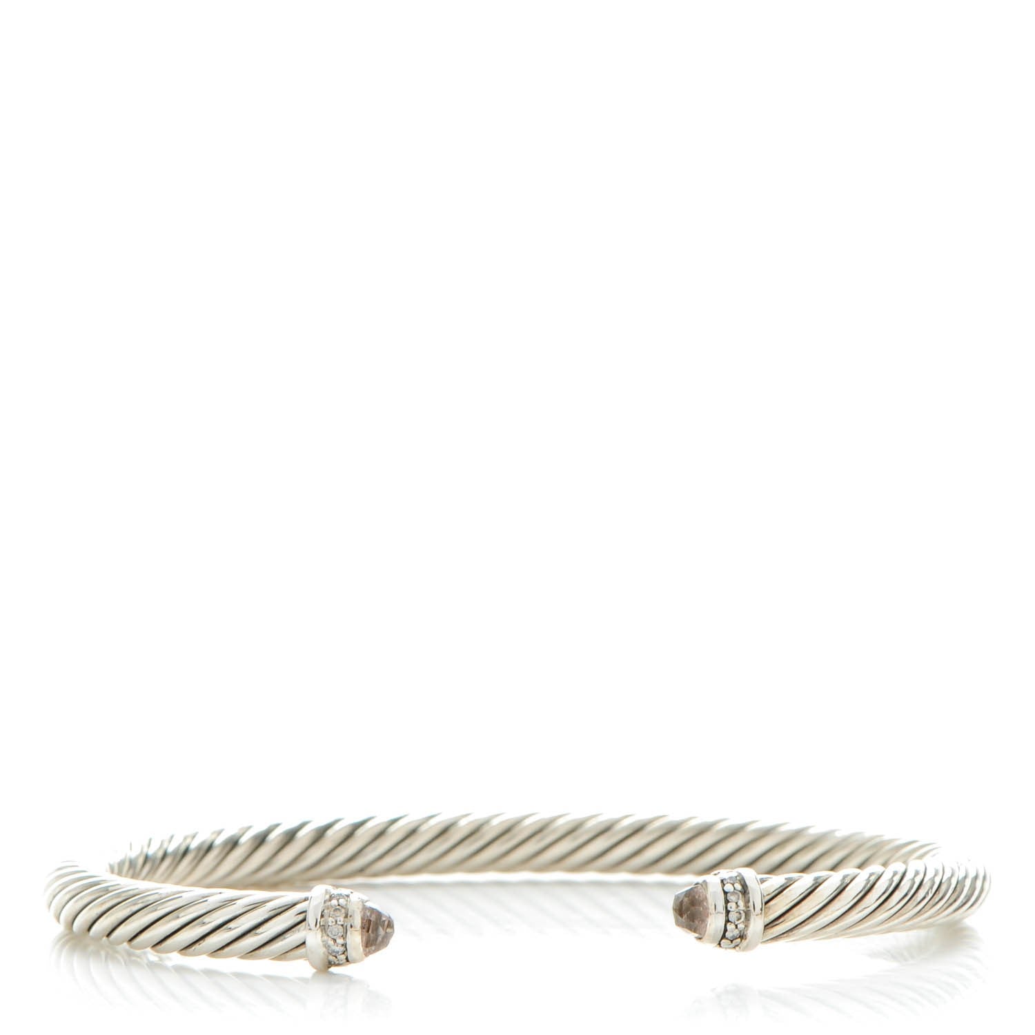 David Yurman Sterling Silver Diamond Morganite 5mm Cable Classics Bracelet 1 of 4