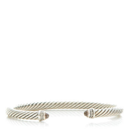 David Yurman Sterling Silver Diamond Morganite 5mm Cable Classics Bracelet 1 of 4