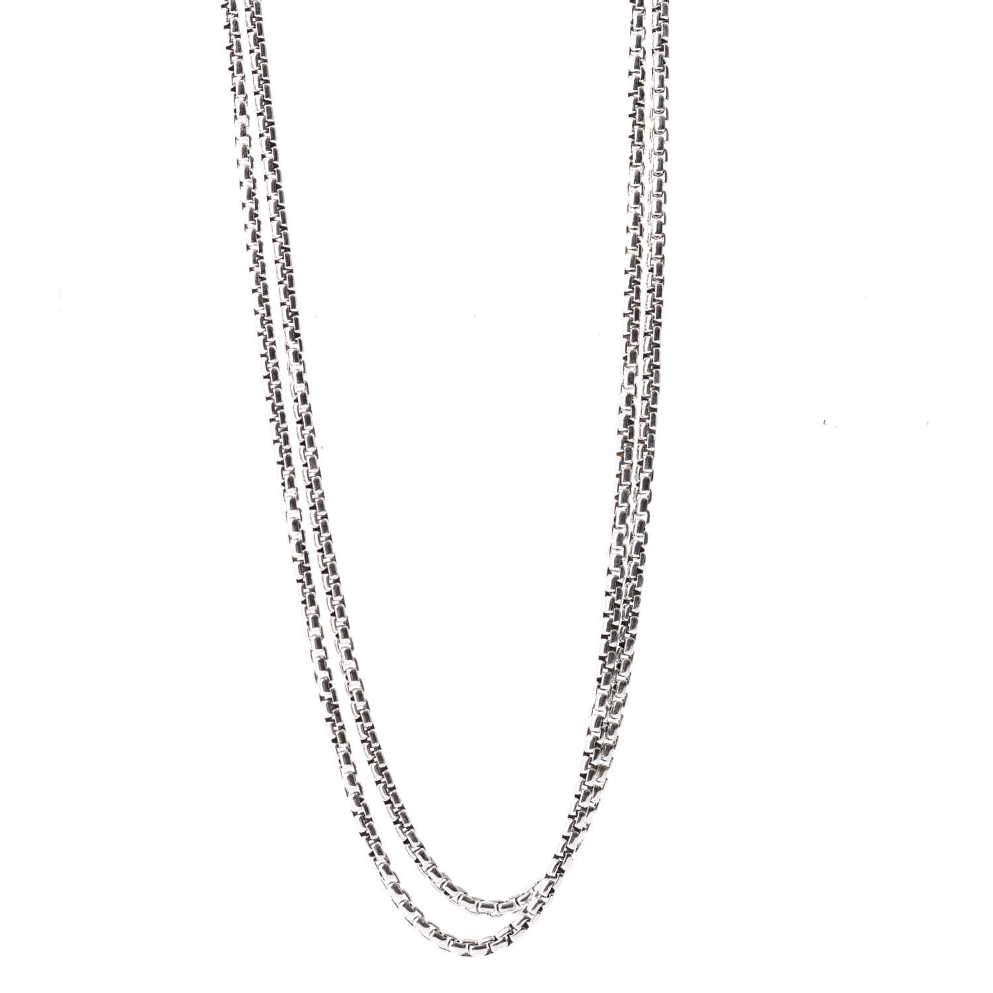 Sterling Silver 14K Yellow Gold 3.6mm Medium Box Chain Necklace 72"