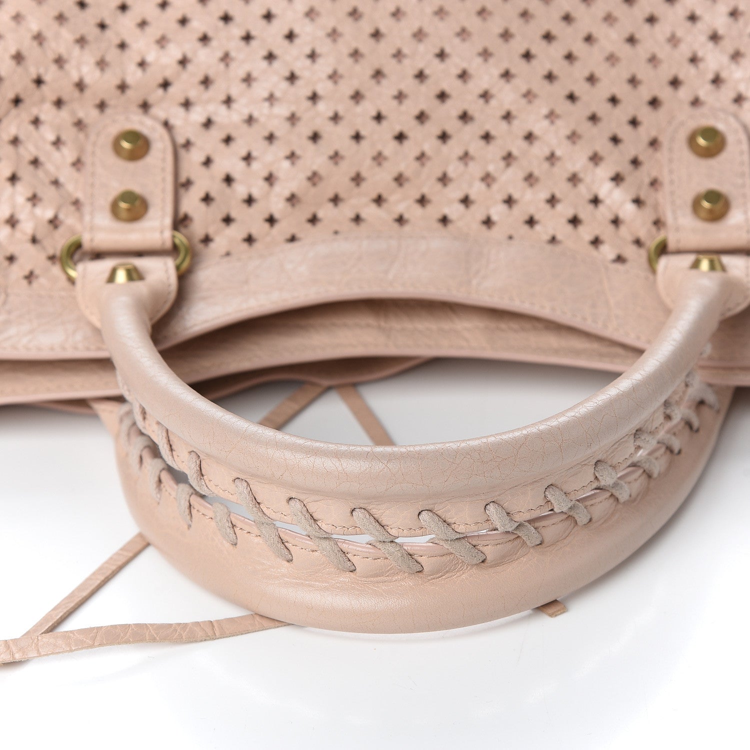 Balenciaga Agneau Laser Cut Cross Classic Gold Hardware City Rose Peach 11 of 12