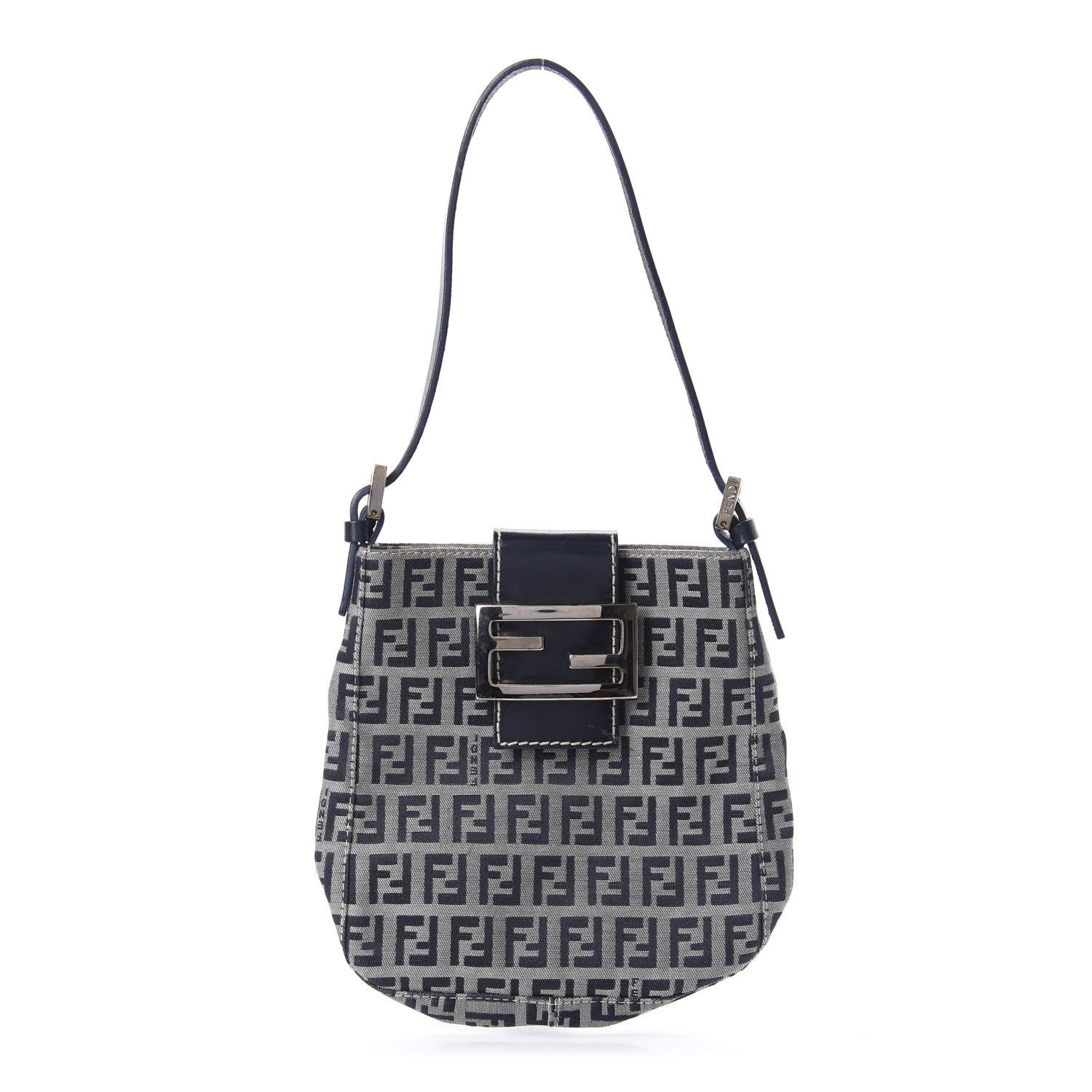 Fendi Zucchino Mini Shoulder Bag Navy Blue 1 of 9