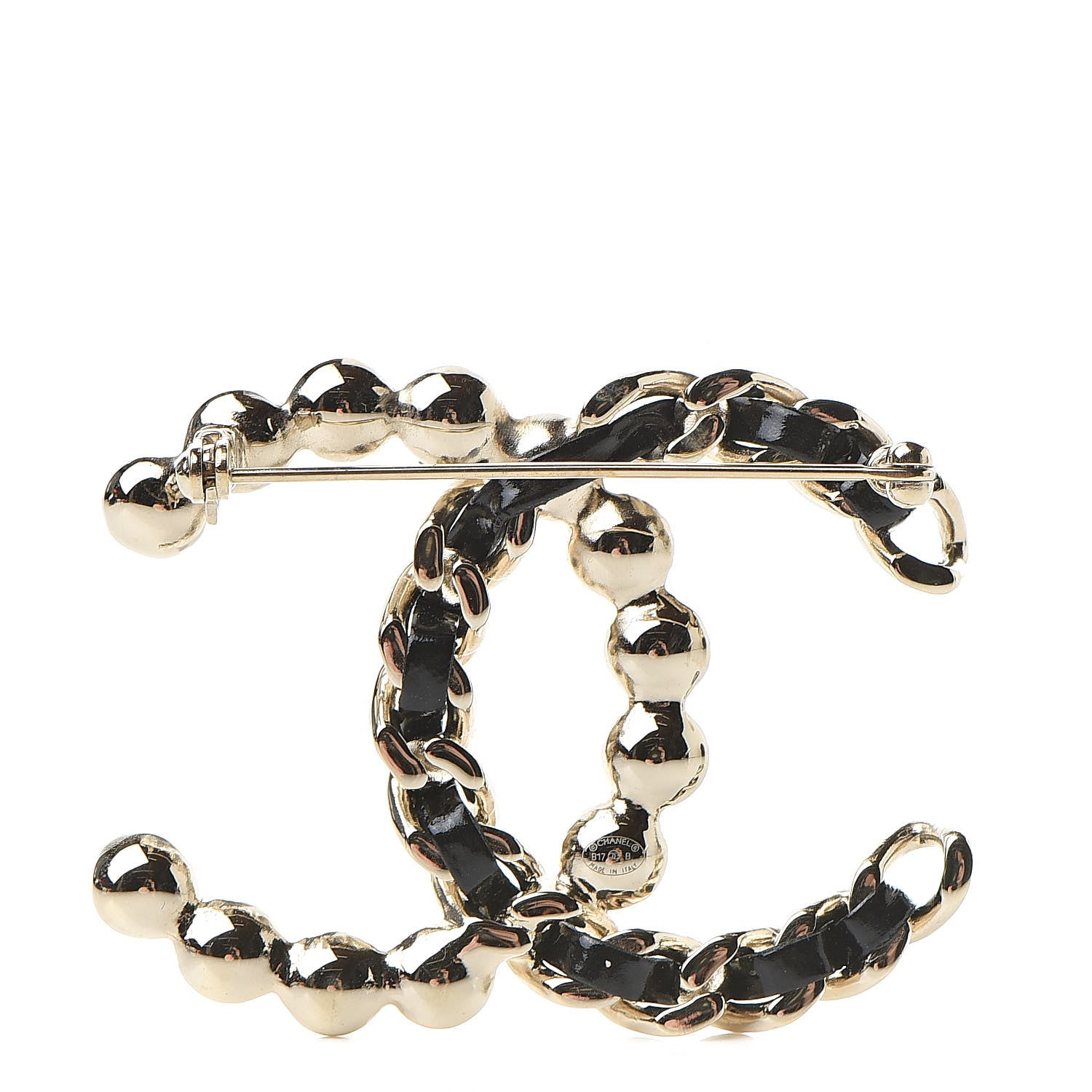 Chanel Lambskin Pearl CC Chain Brooch Black Gold 3 of 5