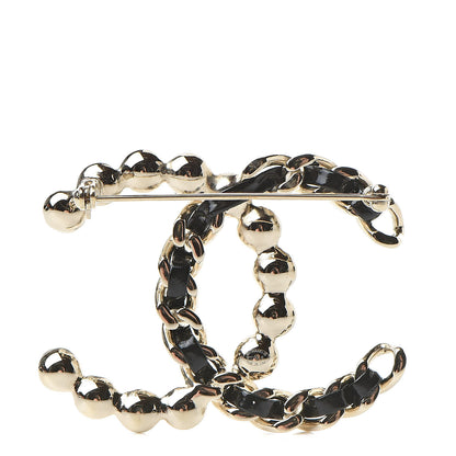Chanel Lambskin Pearl CC Chain Brooch Black Gold 3 of 5