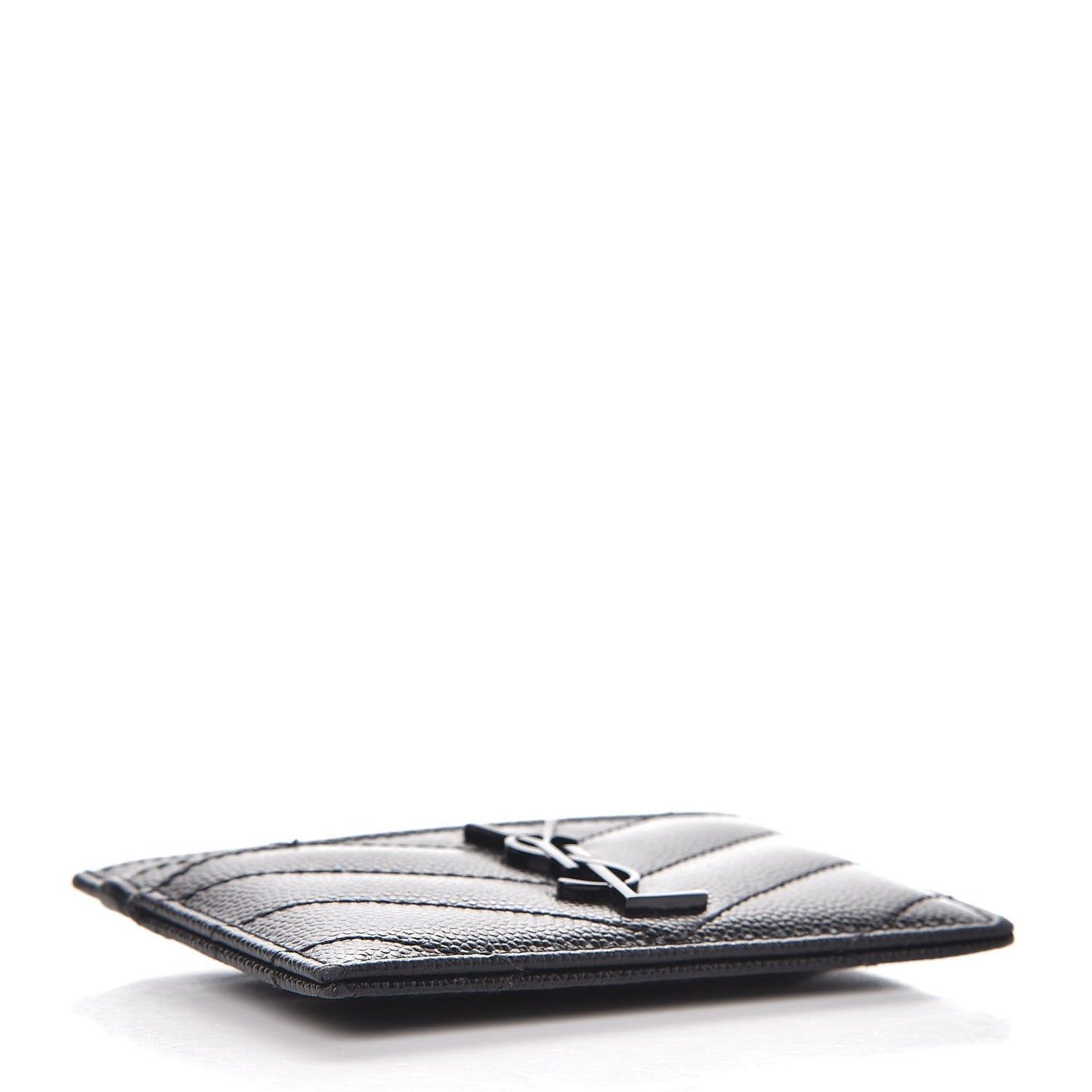 Grain De Poudre Matelasse Chevron Monogram Credit Card Case Black