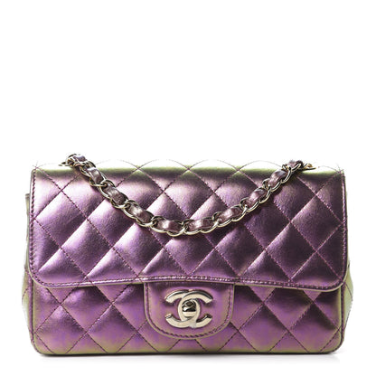 Chanel Iridescent Lambskin Quilted Mini Rectangular Flap Purple 1 of 10