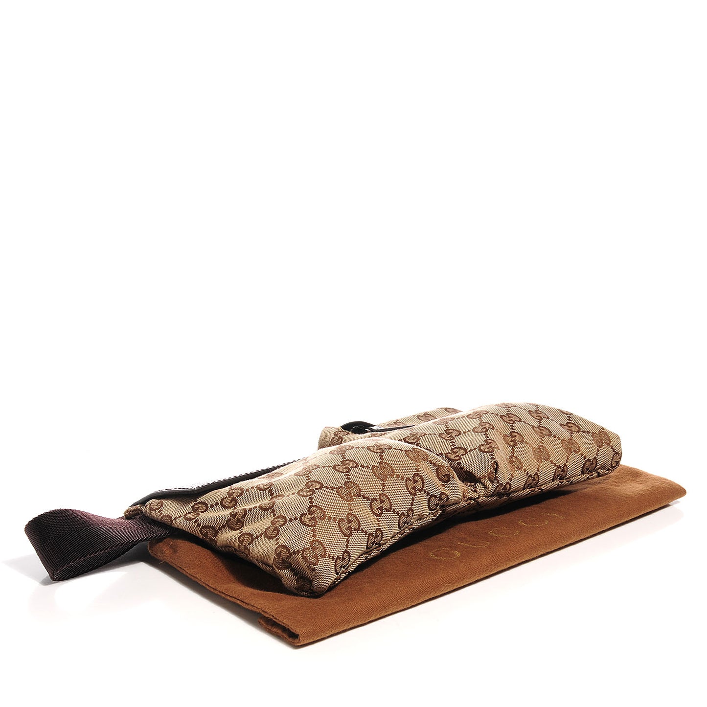 GG Monogram Double Pocket Belt Bag Dark Brown