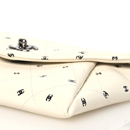Chanel Printed Lambskin Logo CC Envelope Clutch With Chain White 10 of 11