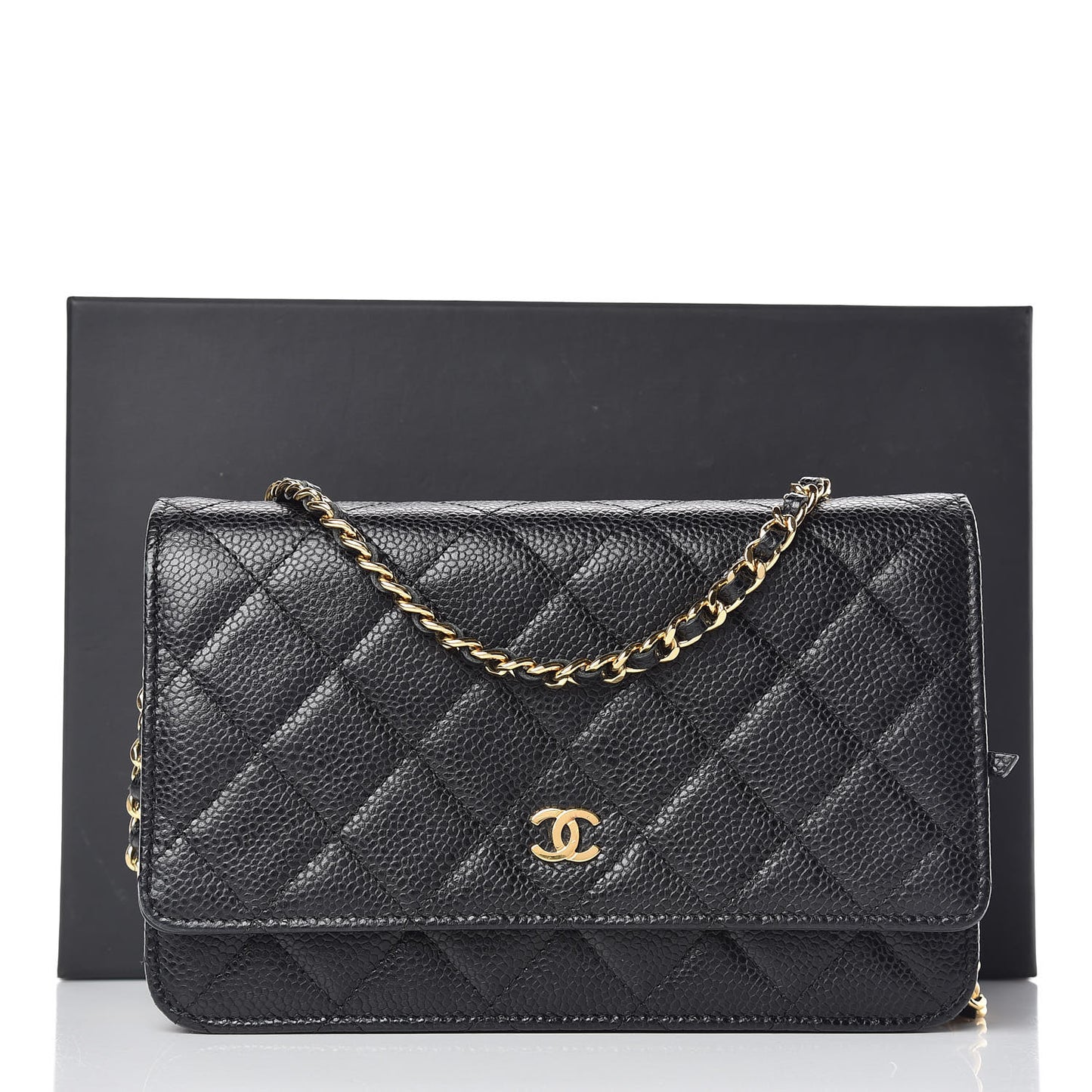 Caviar Quilted Wallet On Chain WOC Black