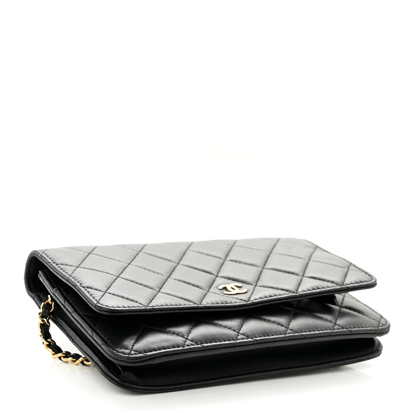 Lambskin Quilted Wallet On Chain WOC Black