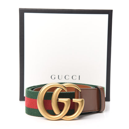 Gucci Nylon Calfskin Double G Web Belt 85 34 Brown 7 of 7