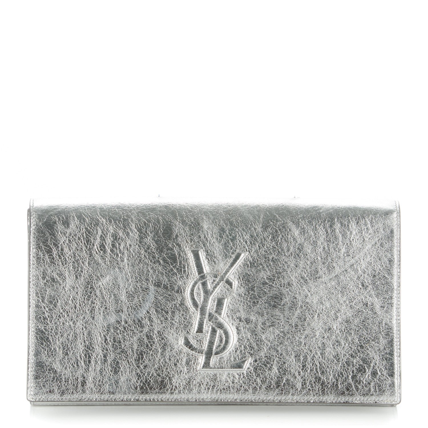 Saint Laurent Metallic Calfskin Monogram Large Belle De Jour Clutch Silver 1 of 6
