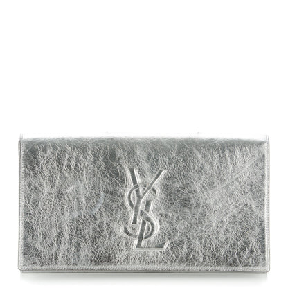 Saint Laurent Metallic Calfskin Monogram Large Belle De Jour Clutch Silver 1 of 6