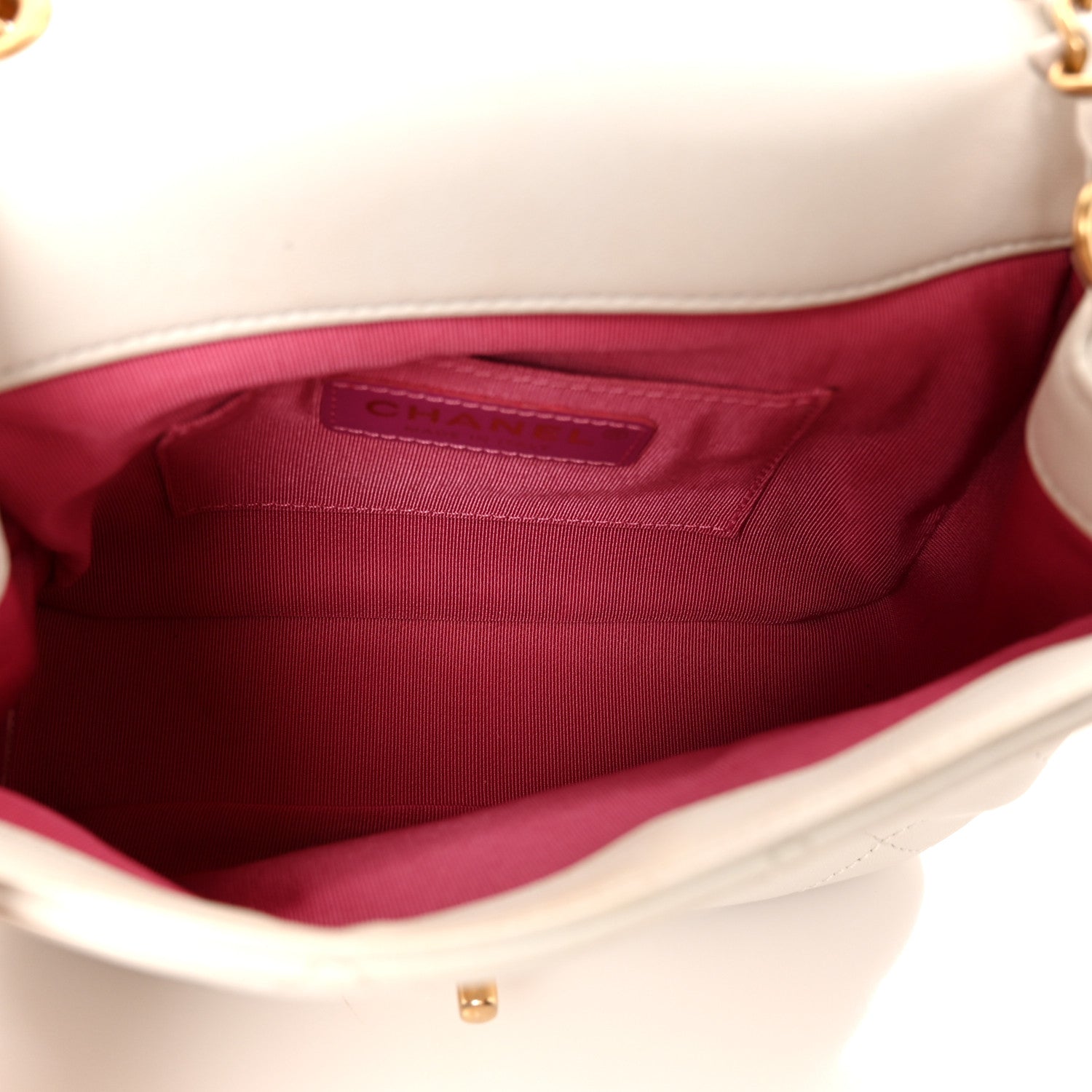 Chanel Lambskin Quilted Small Circular Handle Bag White 8 of 21