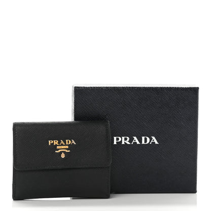 Prada Saffiano Metal Tri-Fold Wallet Black 10 of 10