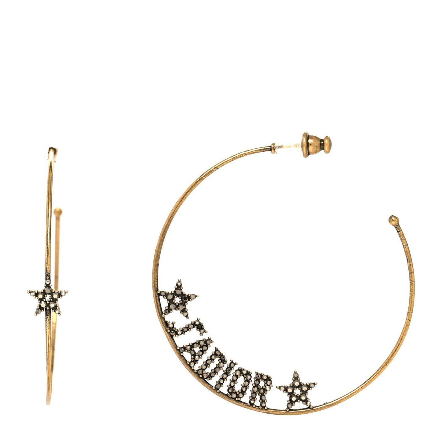 Metal Crystal J'Adior Hoop Earrings Aged Gold