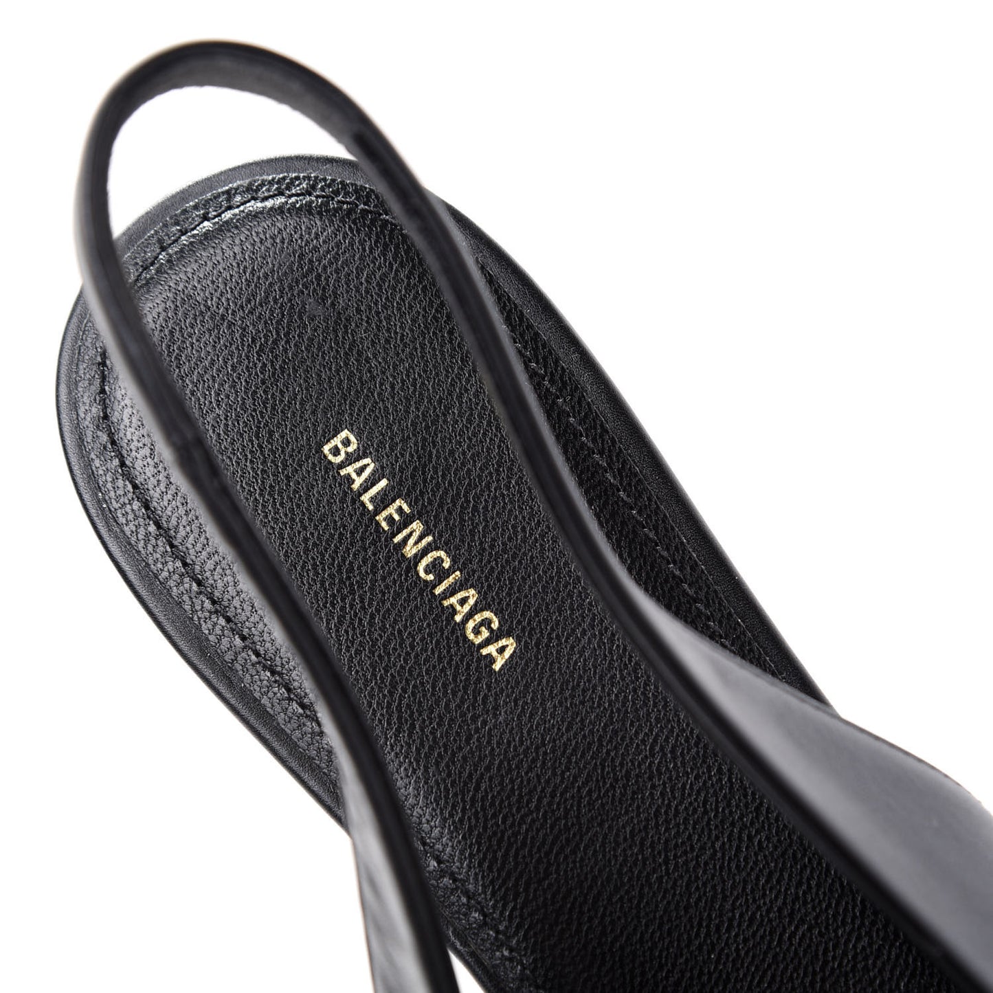Calfskin BB Knife Pointy Toe Slingback Flats 38 Black