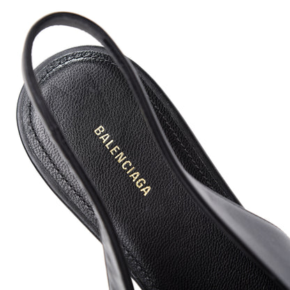 Balenciaga Calfskin BB Knife Pointy Toe Slingback Flats 38 Black 8 of 11