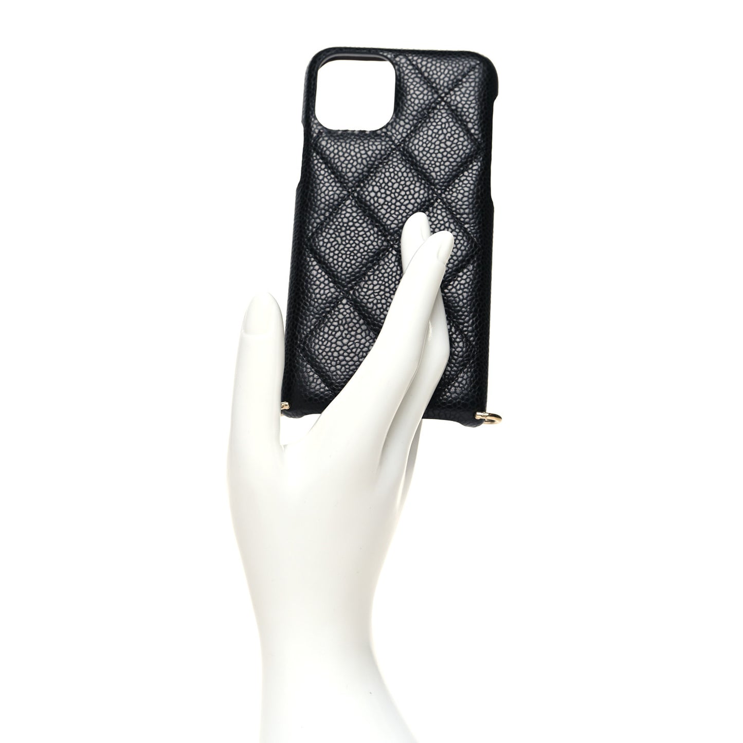Caviar Quilted iPhone XI Pro Case With Chain Black
