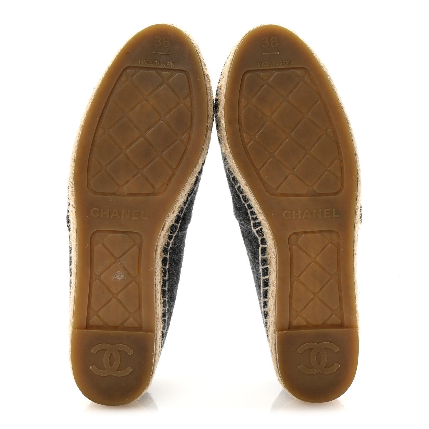Chanel Tweed Lambskin CC Espadrilles 38 Grey 6 of 10