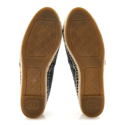 Chanel Tweed Lambskin CC Espadrilles 38 Grey 6 of 10