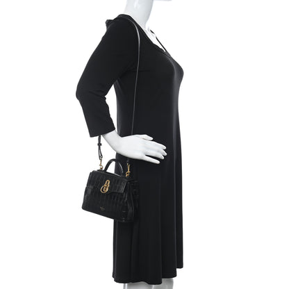 Mulberry Calfskin Crocodile Embossed Micro Seaton Black 2 of 9