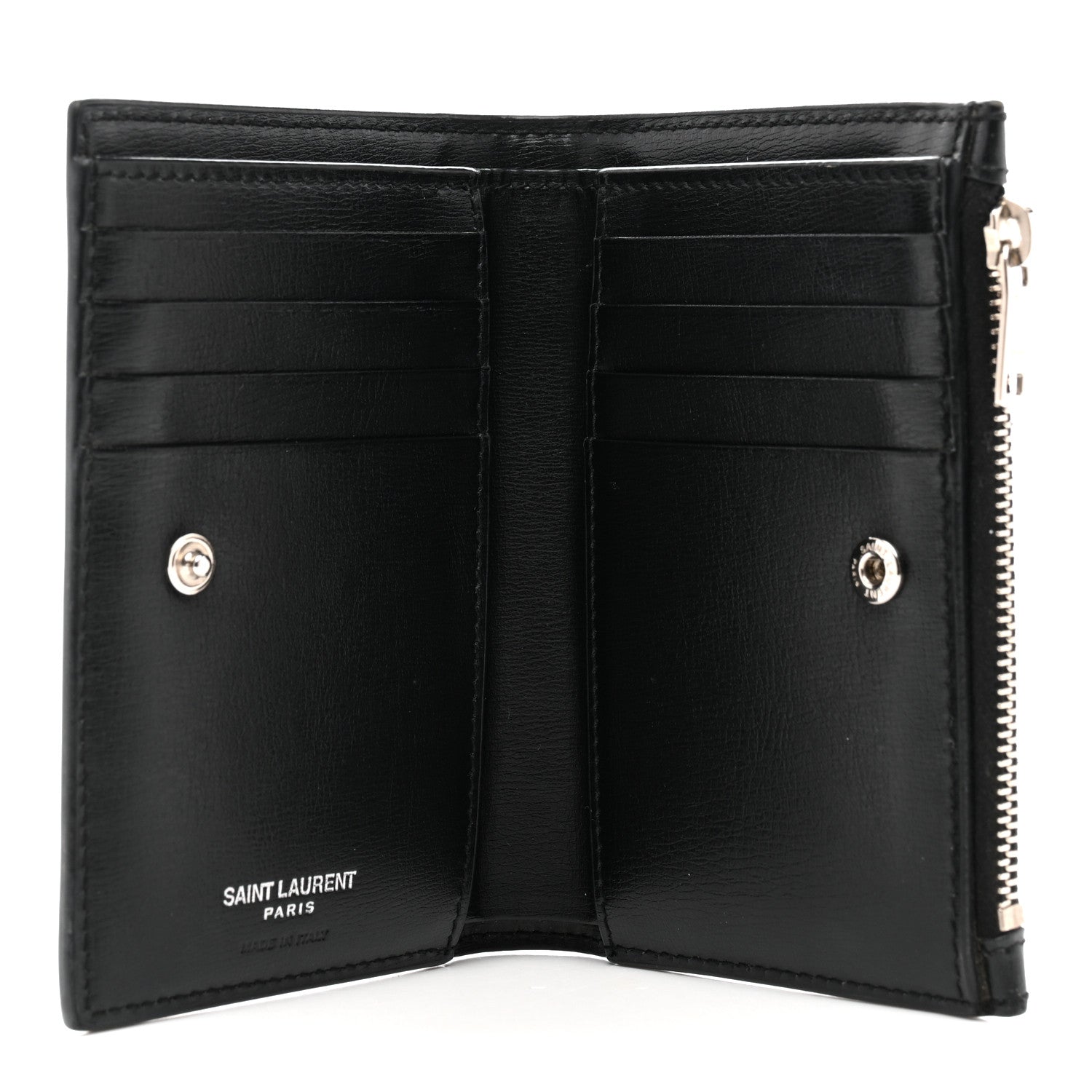 Saint Laurent Calfskin Monogram Bi Fold Zipped Wallet Black 5 of 13