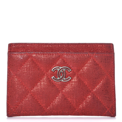 Chanel Iridescent Calfskin Quilted Card Holder Red 1 of 14