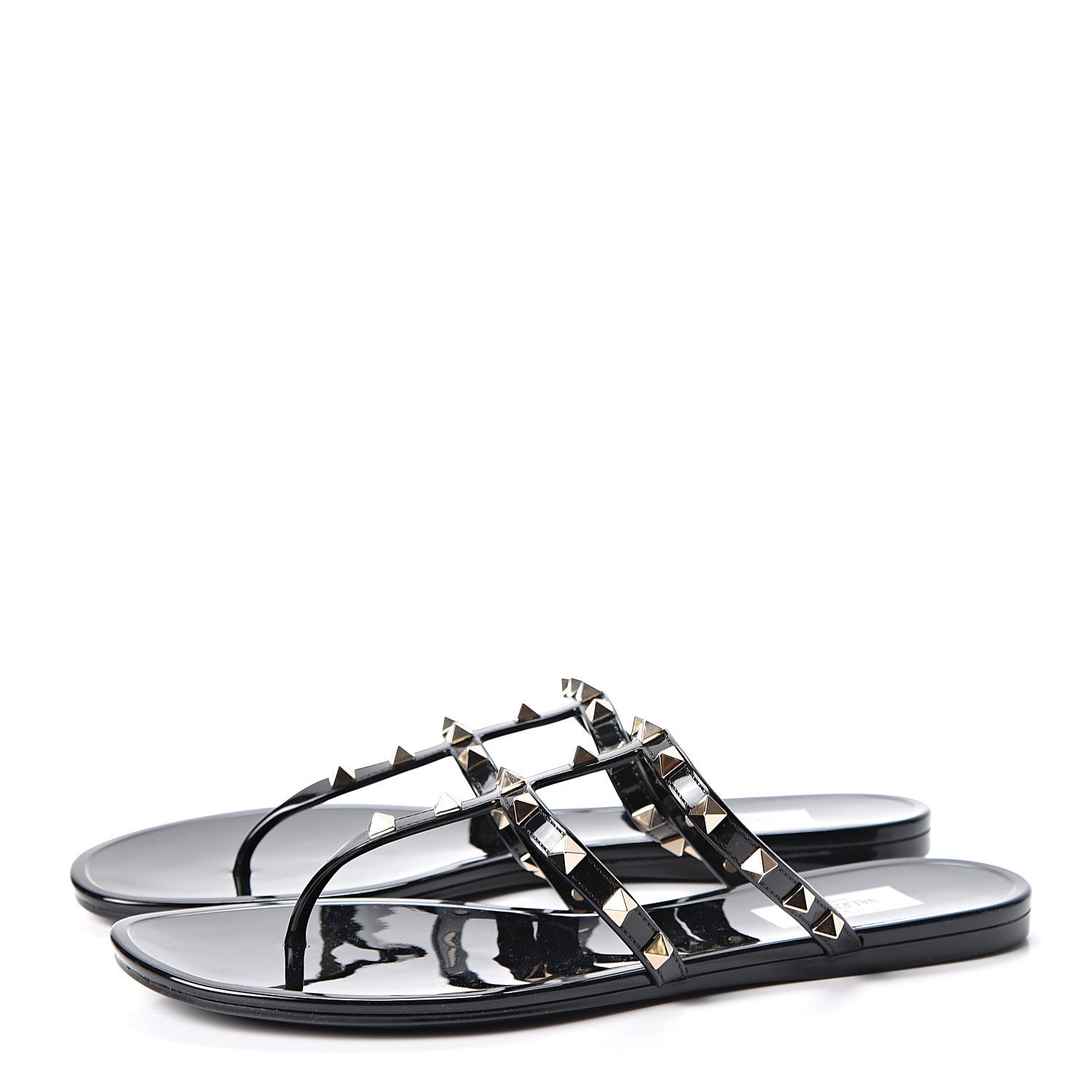 Valentino Garavani PVC Jelly Rockstud Caged Flat Thong Sandals 41 Black 3 of 8