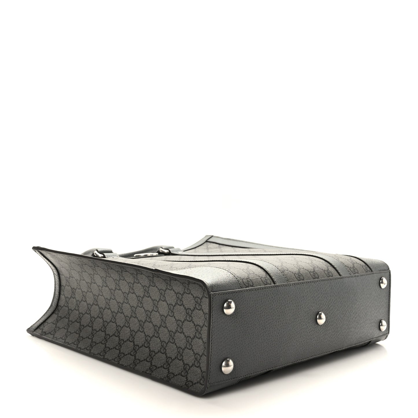 GG Supreme Monogram Textured Dollar Calfskin Medium Ophidia Tote Grey Black Graphite Grey