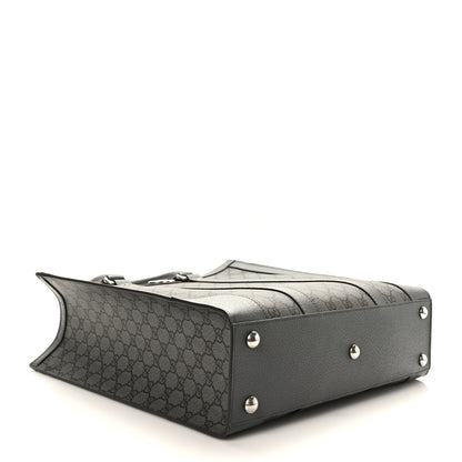 Gucci GG Supreme Monogram Textured Dollar Calfskin Medium Ophidia Tote Grey Black Graphite Grey 4 of 9