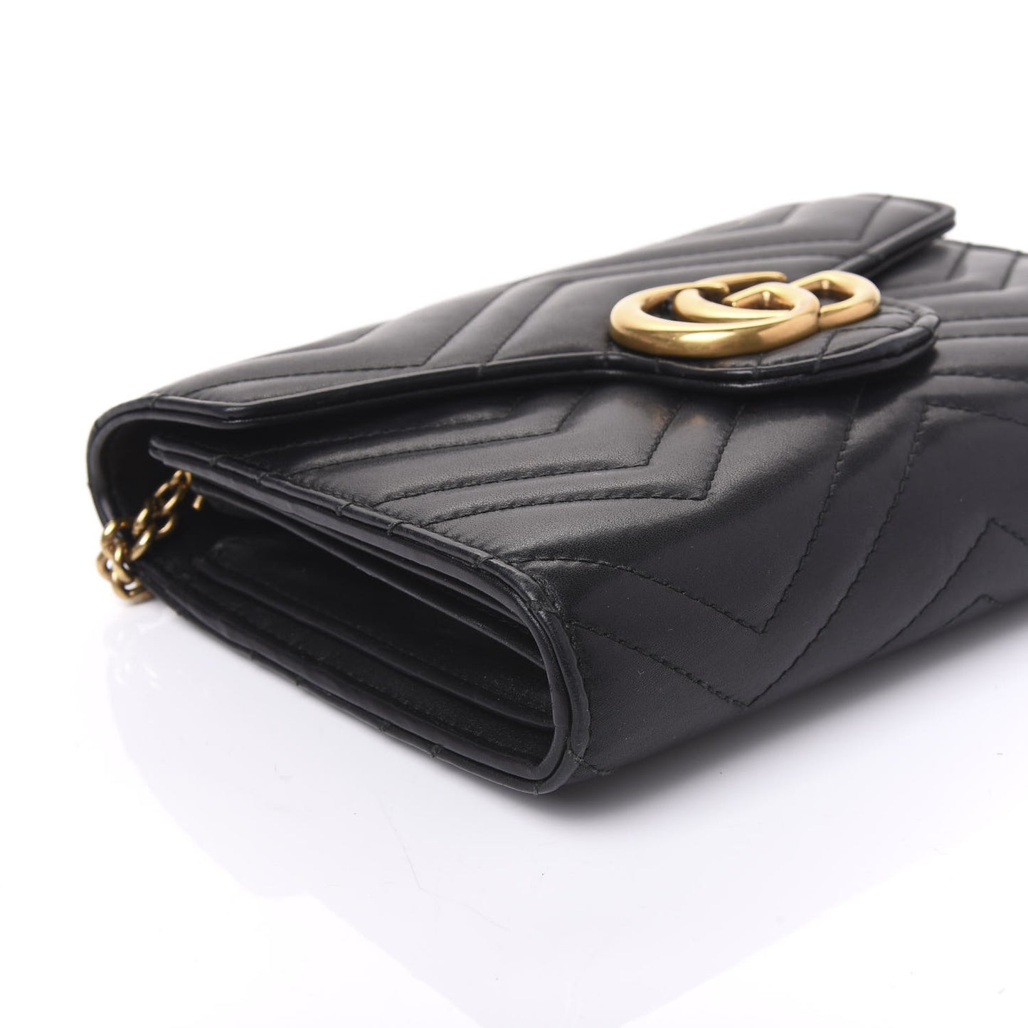 Calfskin Matelasse GG Marmont Chain Wallet Black