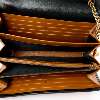 Gucci Vintage Effect Calfskin Matelasse Diagonal Torchon GG Marmont Chain Wallet Cognac 5 of 10
