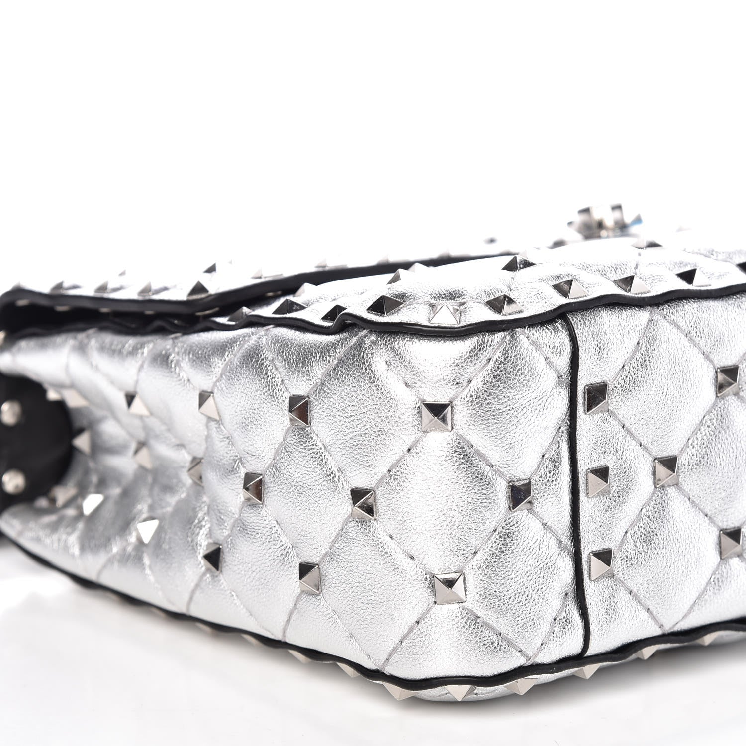 Valentino Garavani Metallic Nappa Medium Rockstud Spike Shoulder Bag Silver 5 of 8
