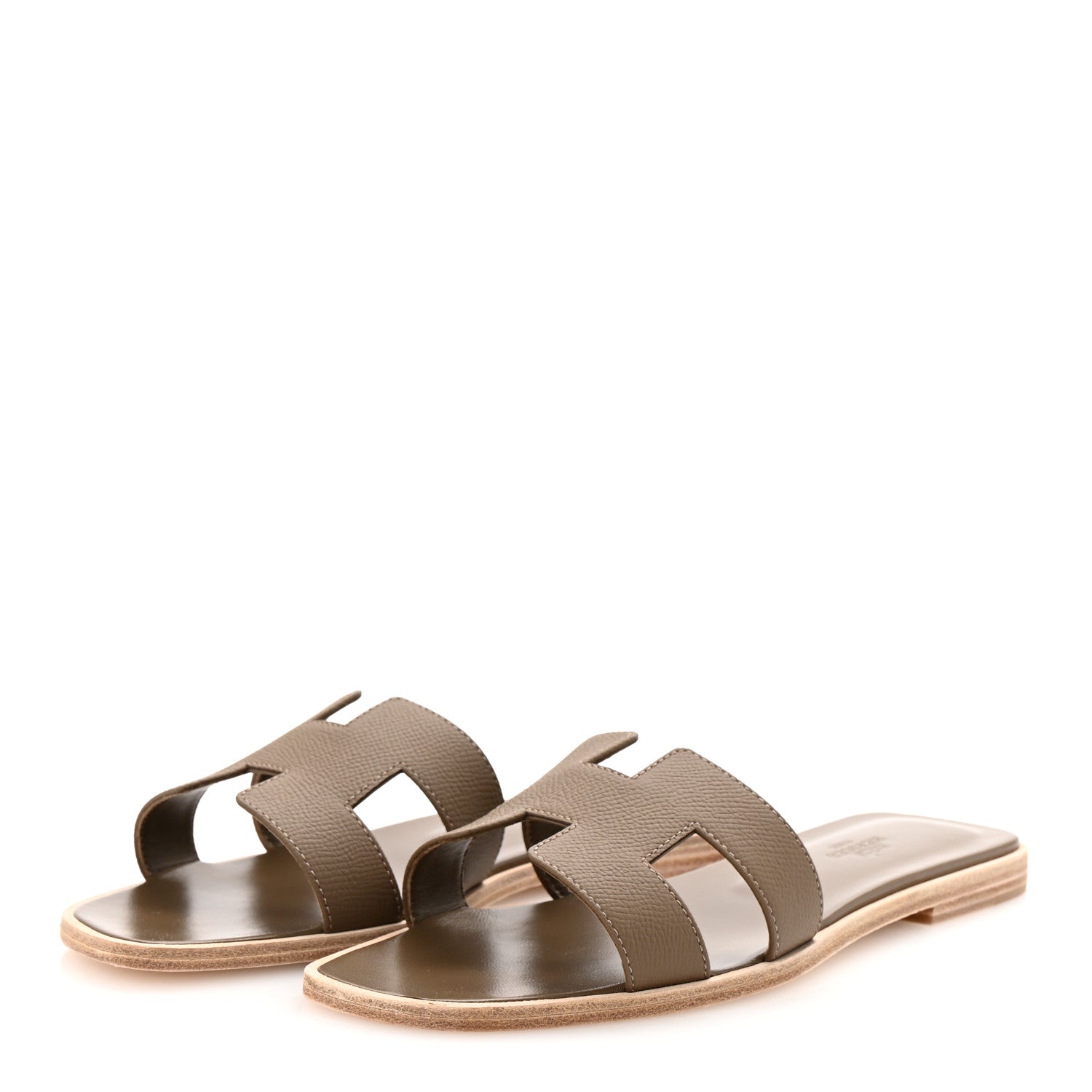 Hermes Epsom Oran Sandals 38.5 Etoupe 4 of 10