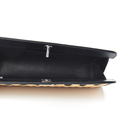 Chanel Rattan Calfskin CC Chain Wristlet Clutch Black Beige 5 of 9