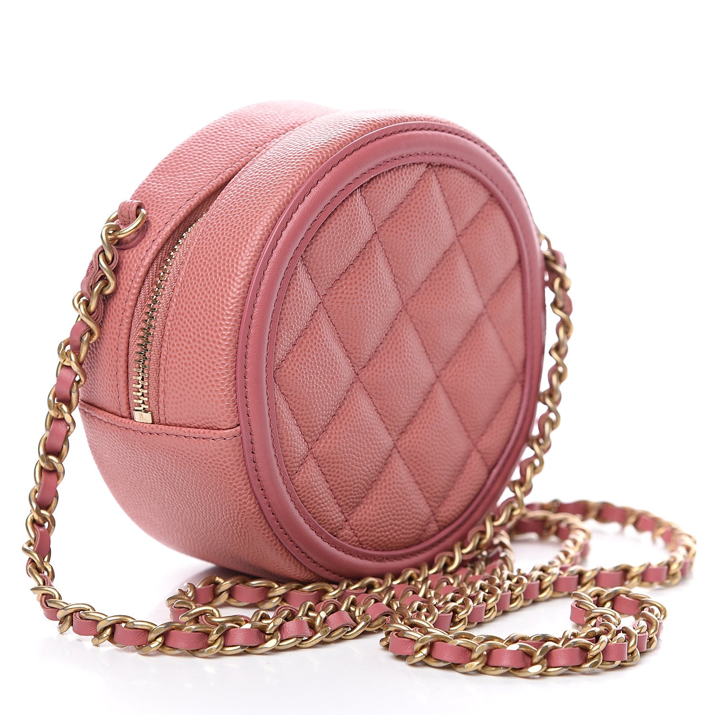 Caviar Quilted Round Filigree Crossbody Pink