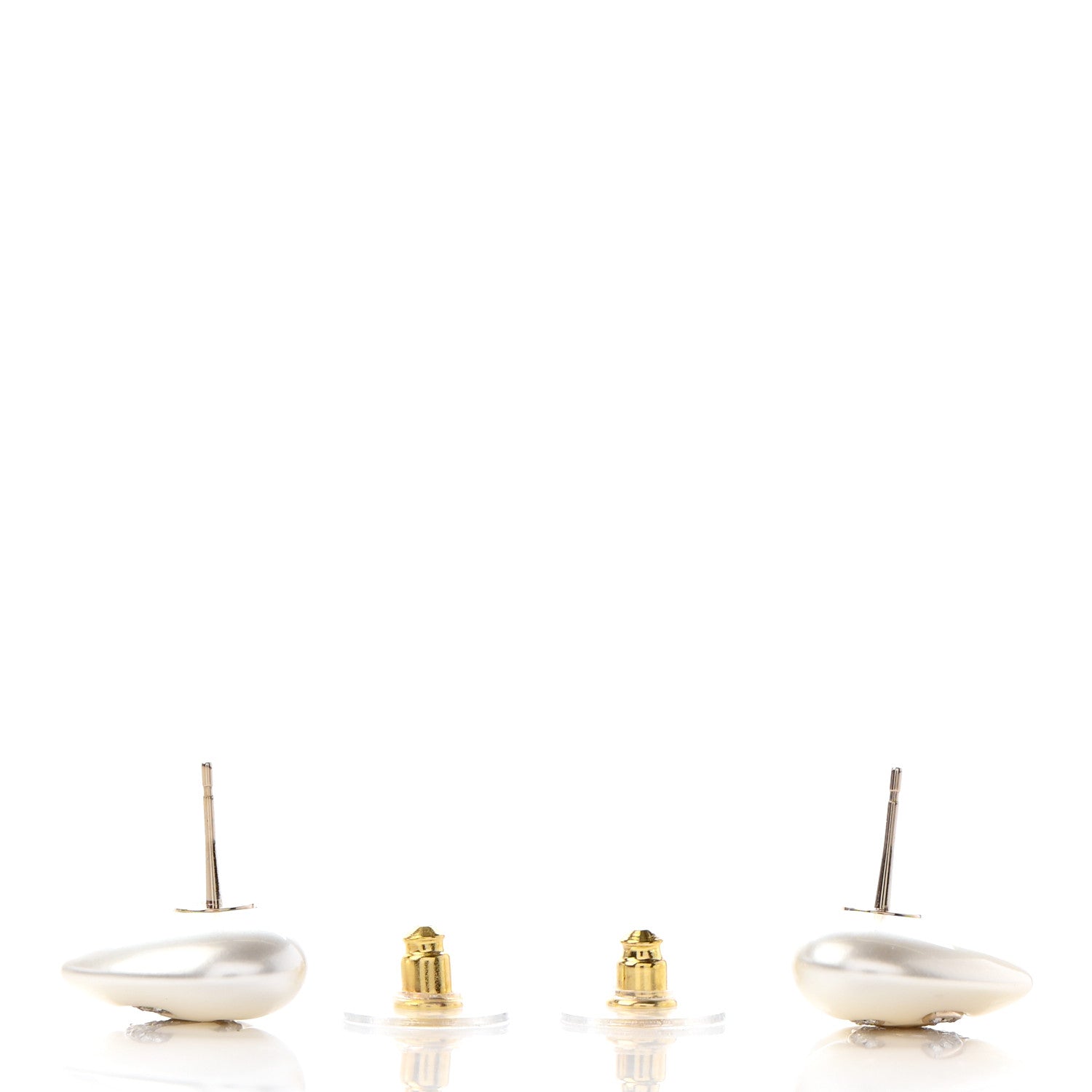 Chanel Pearl Crystal CC Heart Earrings Gold 3 of 4