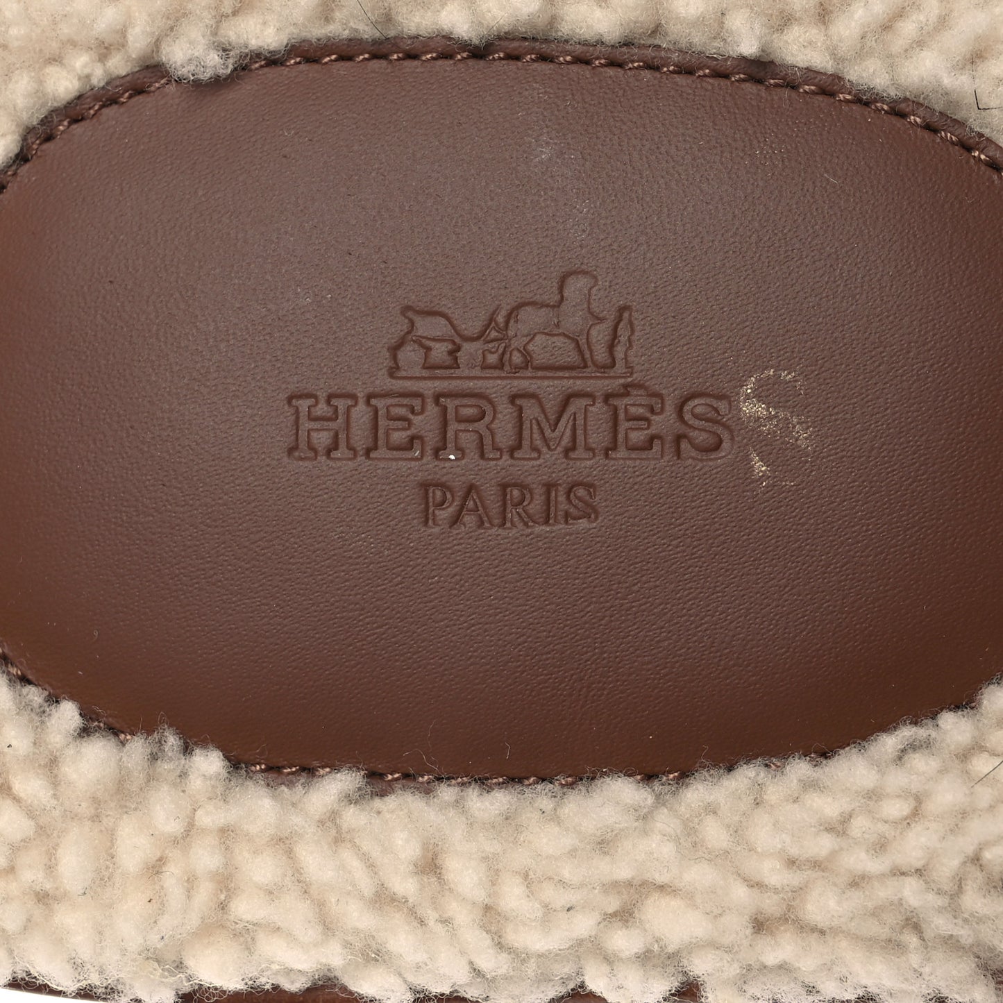 Suede Goatskin Shearling Mens Izmir Sandals 42.5 Marron Teck Ecru