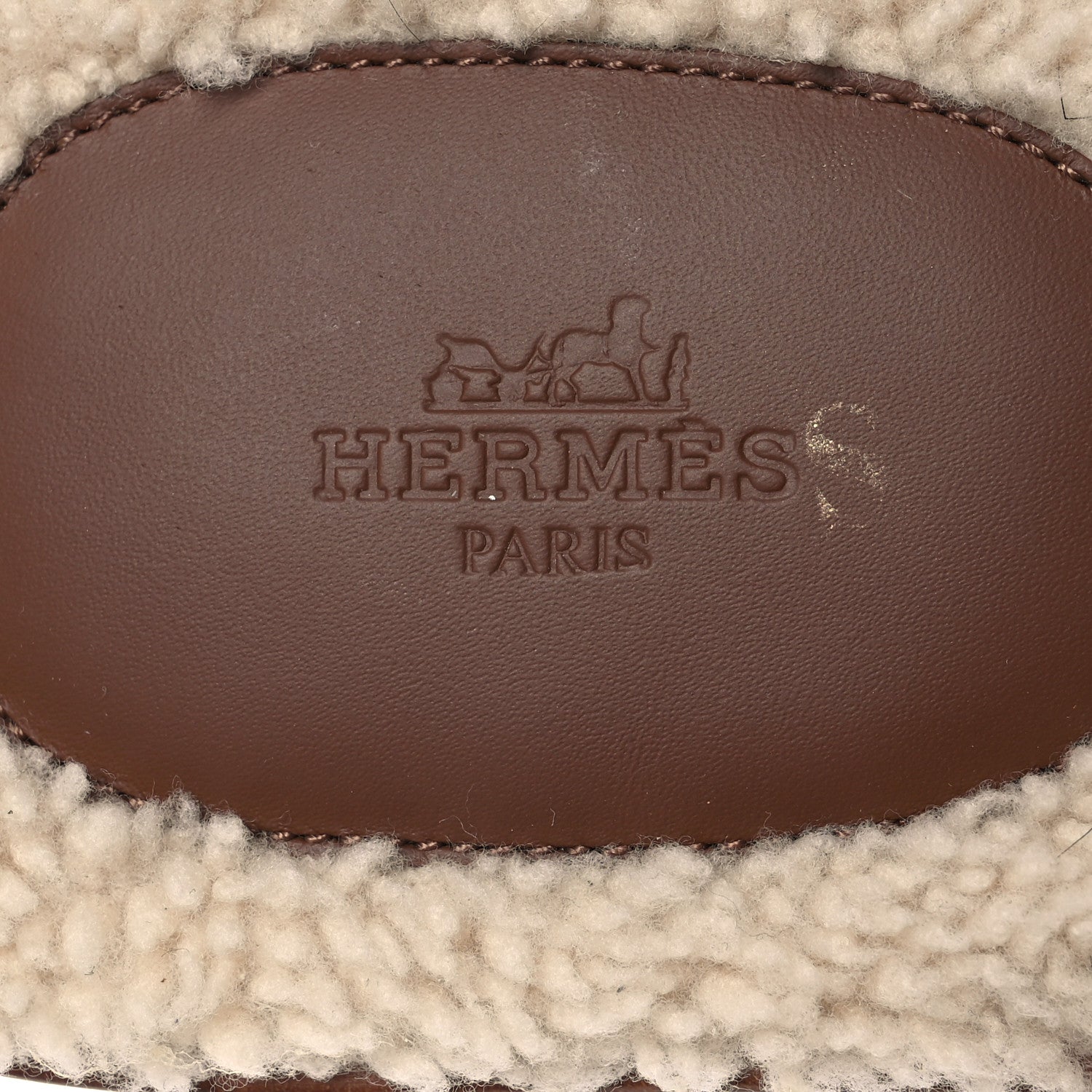 Hermes Suede Goatskin Shearling Mens Izmir Sandals 42.5 Marron Teck Ecru 8 of 10