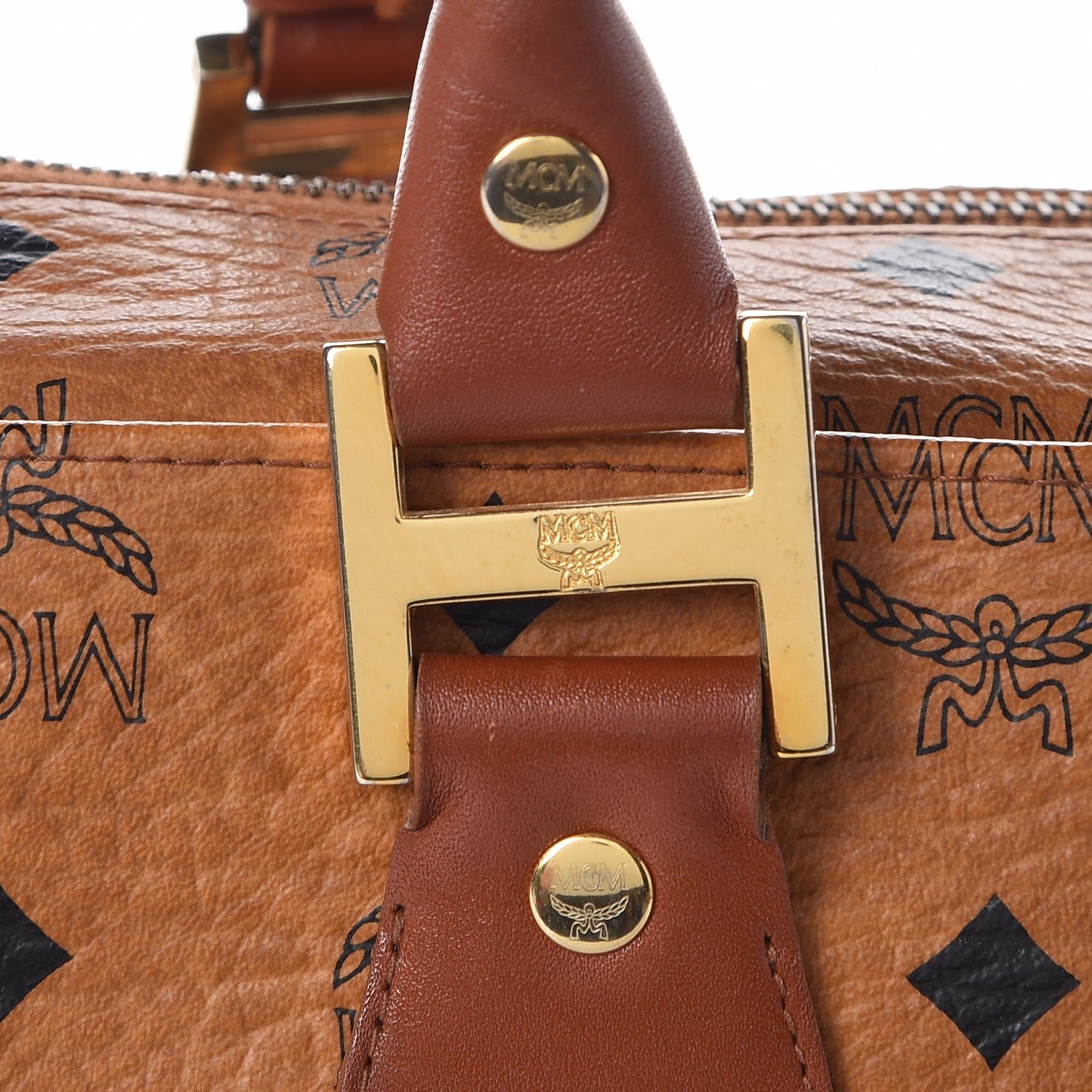 MCM Visetos Boston Bag Cognac 20 of 23