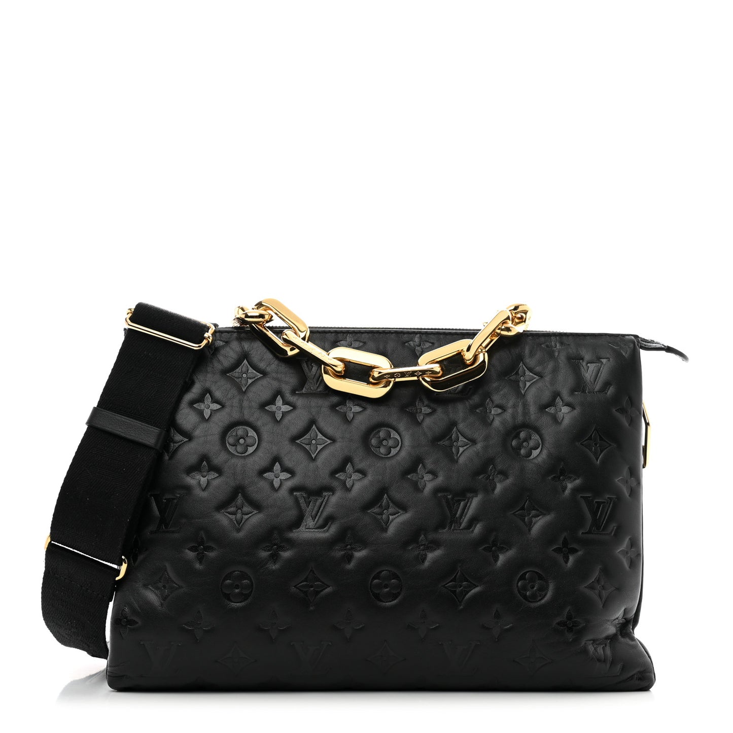 Lambskin Embossed Monogram Coussin MM Black