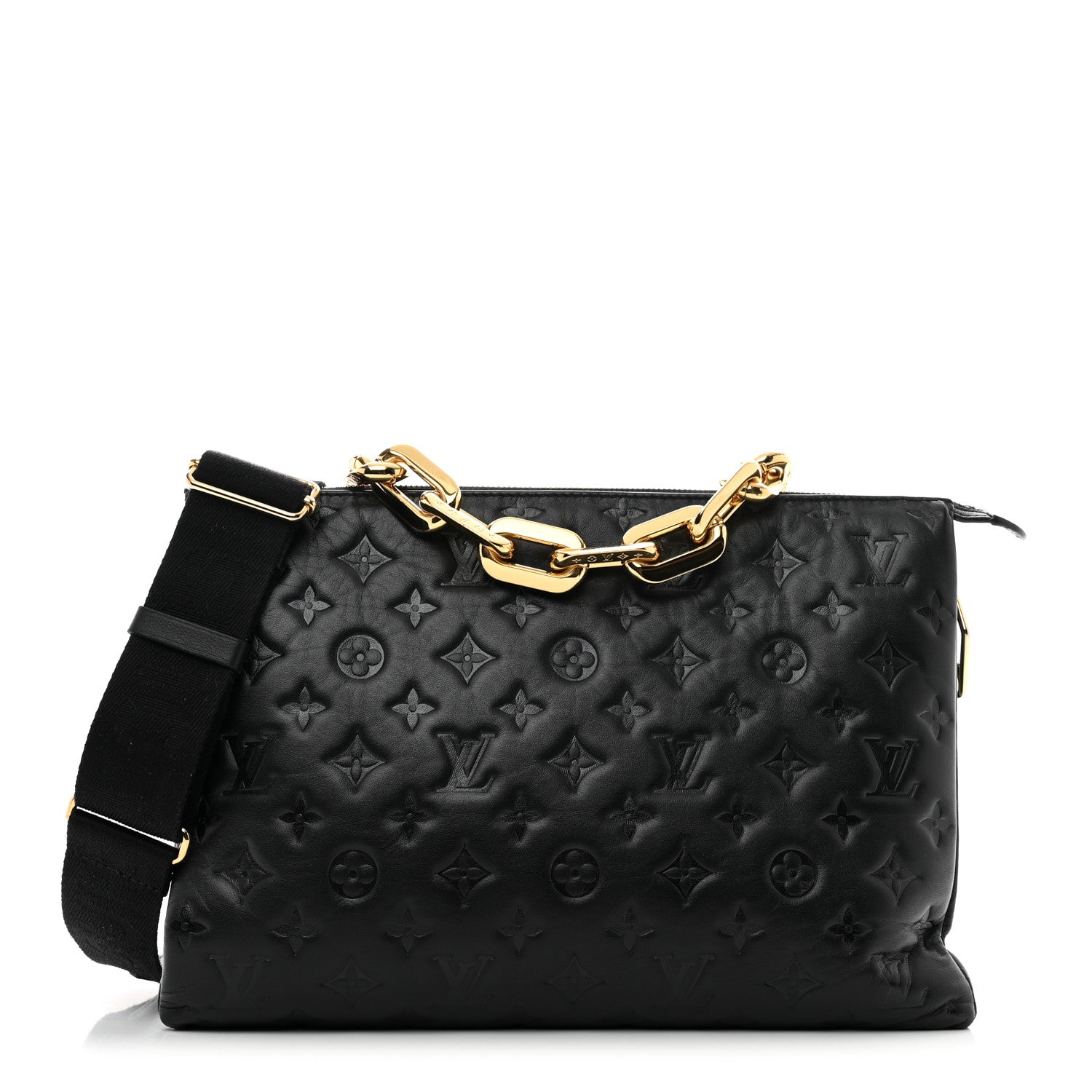 Louis Vuitton Lambskin Embossed Monogram Coussin MM Black 1 of 11