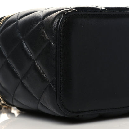 Chanel Lambskin Quilted Small Top Handle Vanity Case With Chain Black 9 of 10