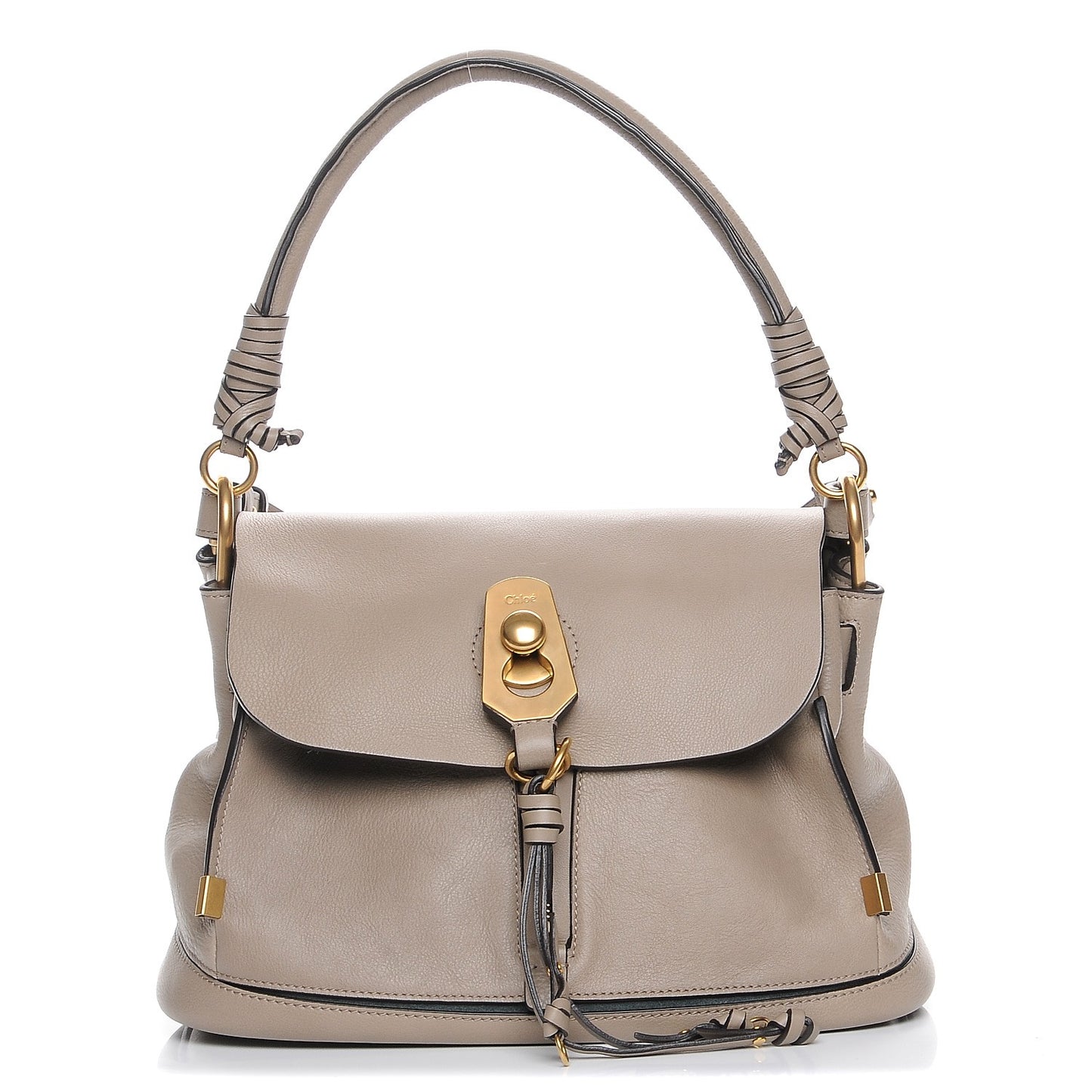 Calfskin Small Owen Flap Bag Motty Grey