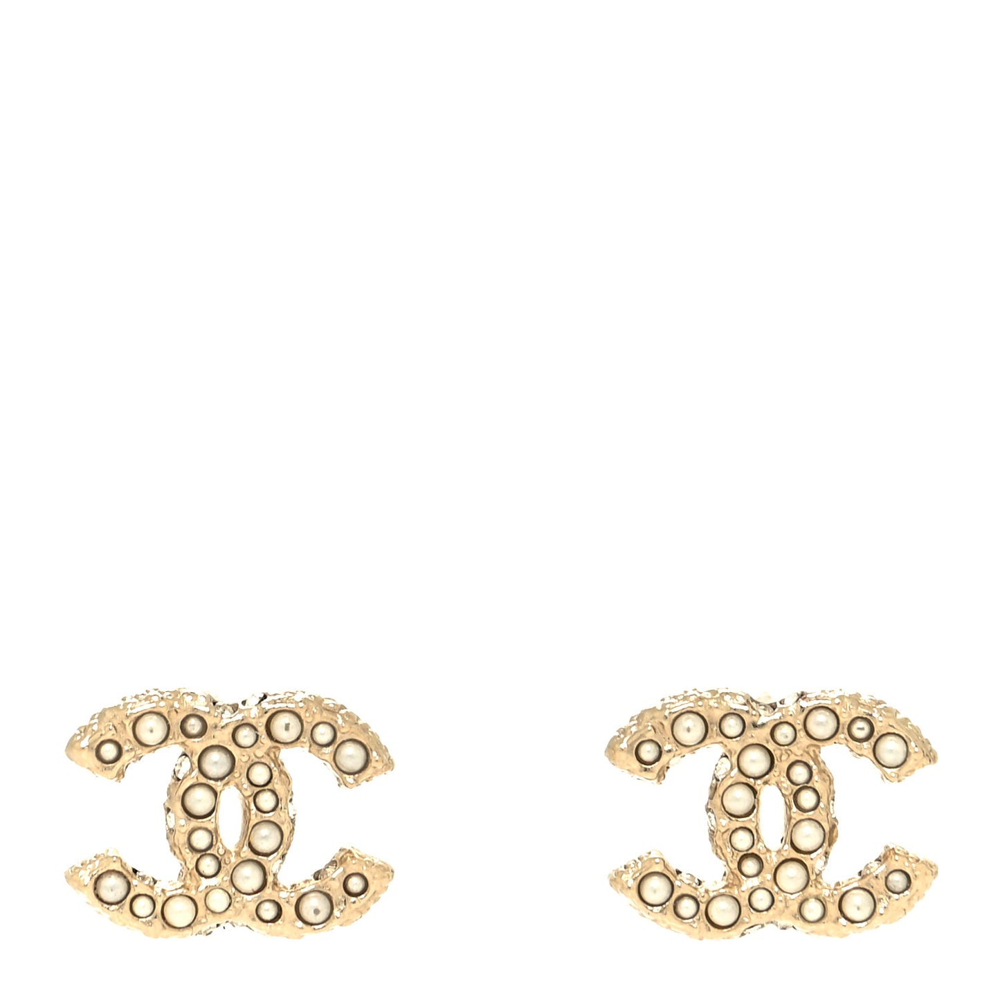 Metal Graduated Pearl Crystal CC Earrings Light Gold