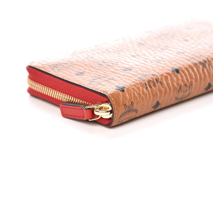 MCM Visetos Large Zip Around Wallet Cognac Red 5 of 10