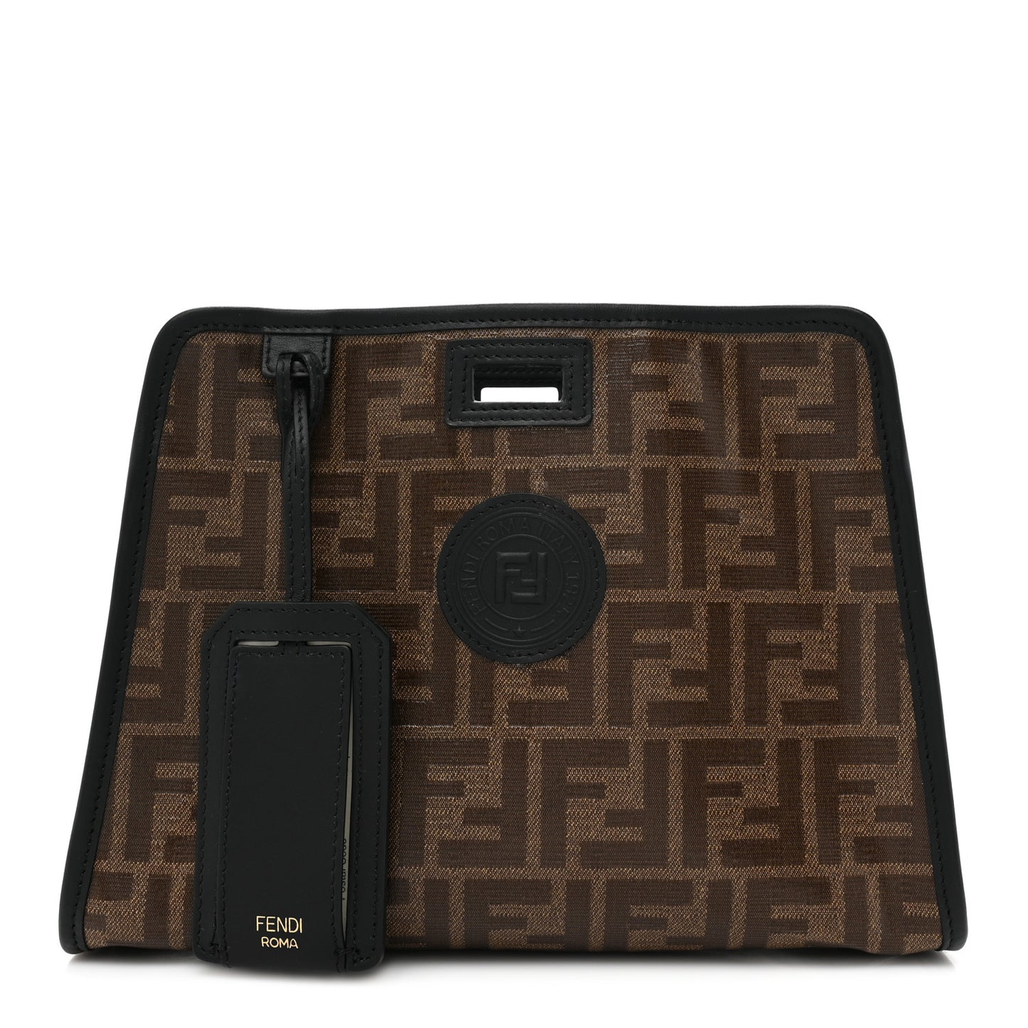 Glazed Fabric Vitello Century FF 1974 Stamp Patch Mini Peekaboo Defender Cover Mogano Panna Black